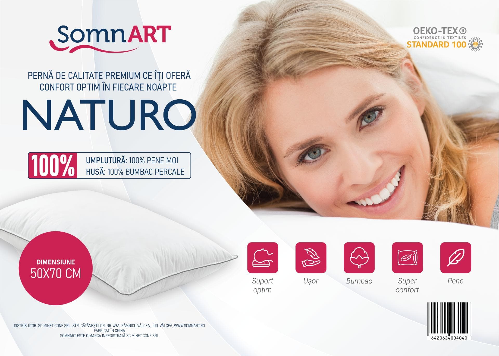 Perna Naturo din pene, 50x70, moale - 17