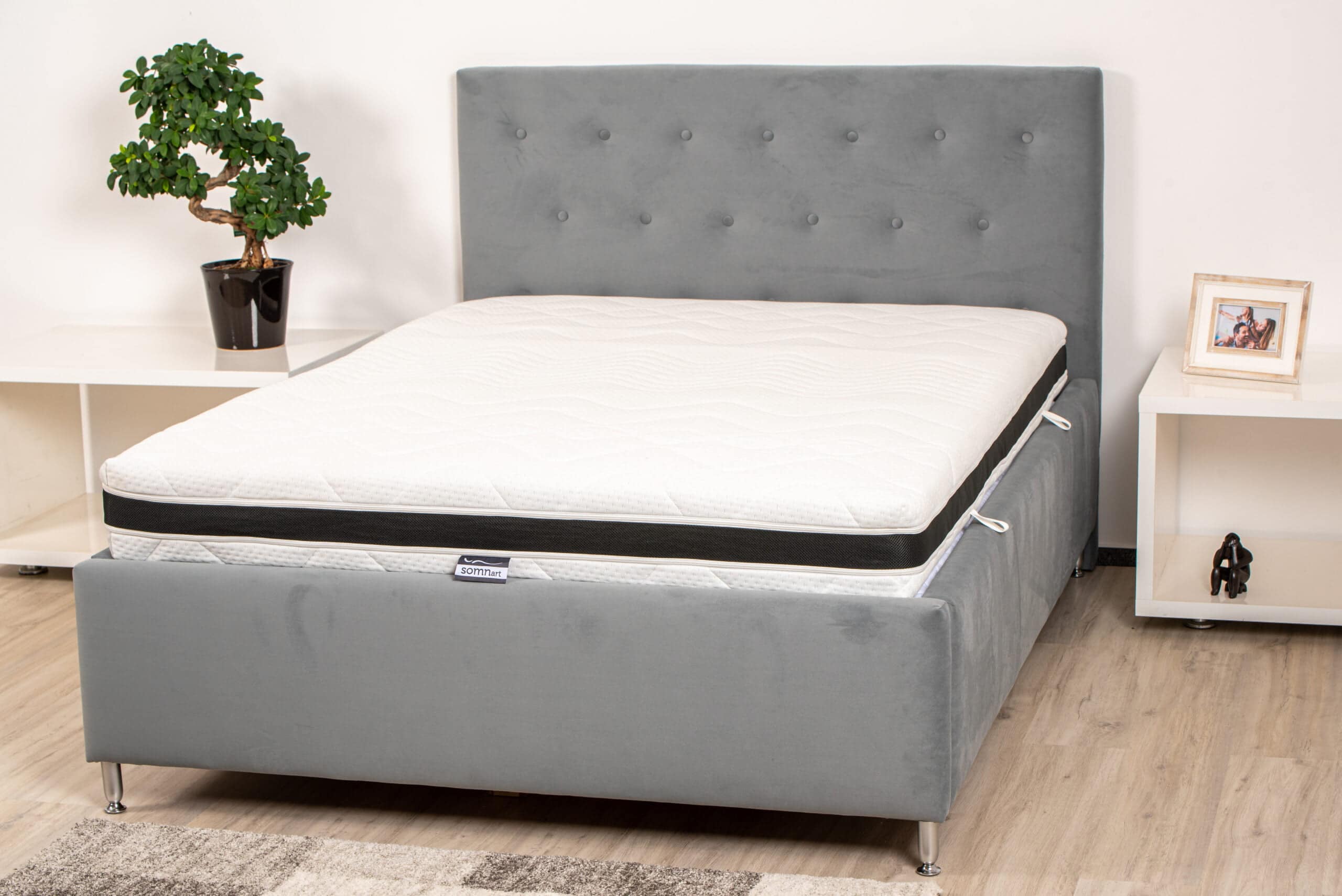Saltea cu memorie Somnart Optimax Memory 90x200, inaltime 18cm, husa 3D detasabila si lavabila, rulata, cu manere, fermitate medie - 12