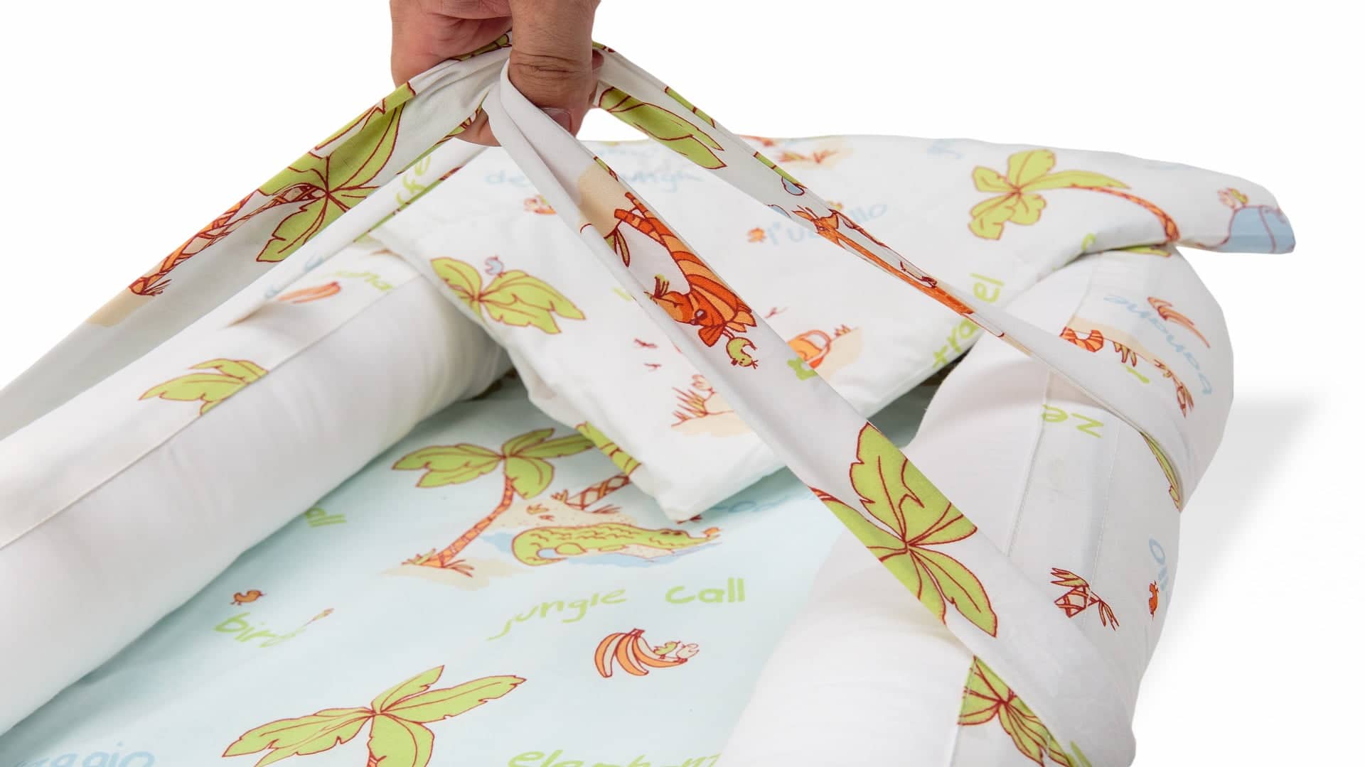 Baby Nest Somnart: Cosulet bebelusi + Salteluta 42x84x2 cm + Paturica 70x70 cm model Jungle - 6
