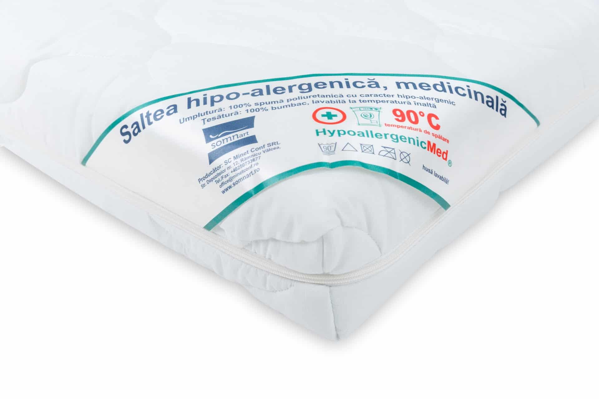 Saltea cu spumă poliuretanică Somnart HypoallergenicMed 70x140, înălțime 10 cm, ortopedică, pentru bebeluși și copii, husă detașabilă, fermitate medie - 11