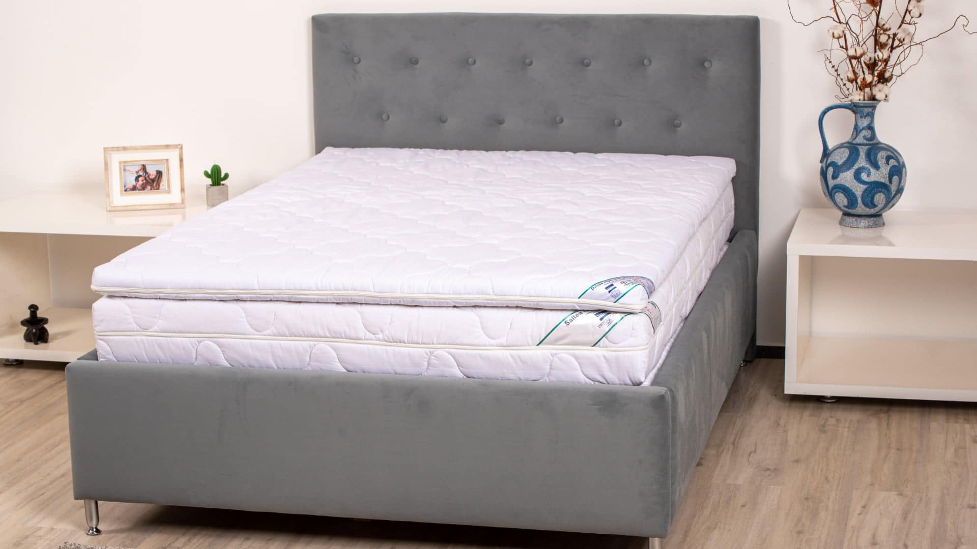 Topper cu memorie, husa bumbac, detasabila, spalare la 90°C, HypoallergenicMed Somnart, 90x200 cm - 3