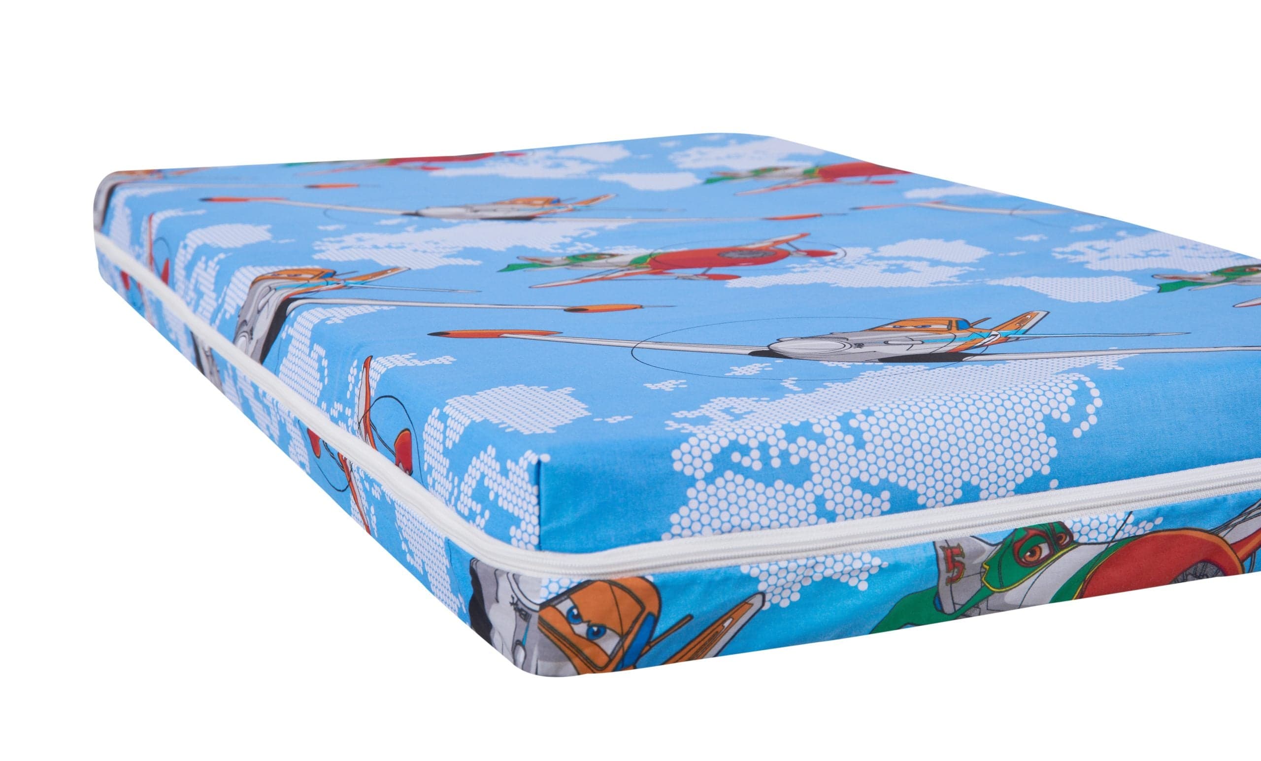 Saltea cu spumă poliuretanică Somnart Ortopedică 60x120, înălțime 10 cm, pentru bebeluși și copii, husă impermeabilă, fermitate medie, model aviator - 11