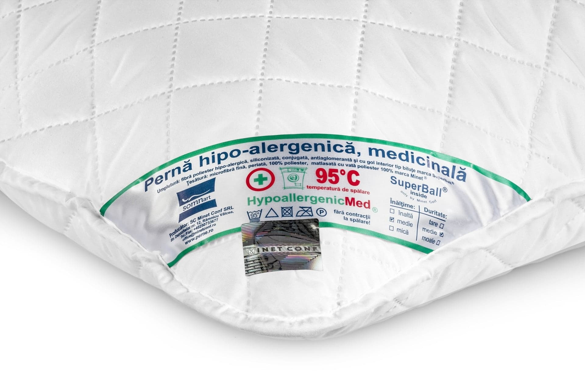 Set 4 perne matlasate microfibra HypoallergenicMed Somnart, lavabile la 95°C, 70 X 70 - 7