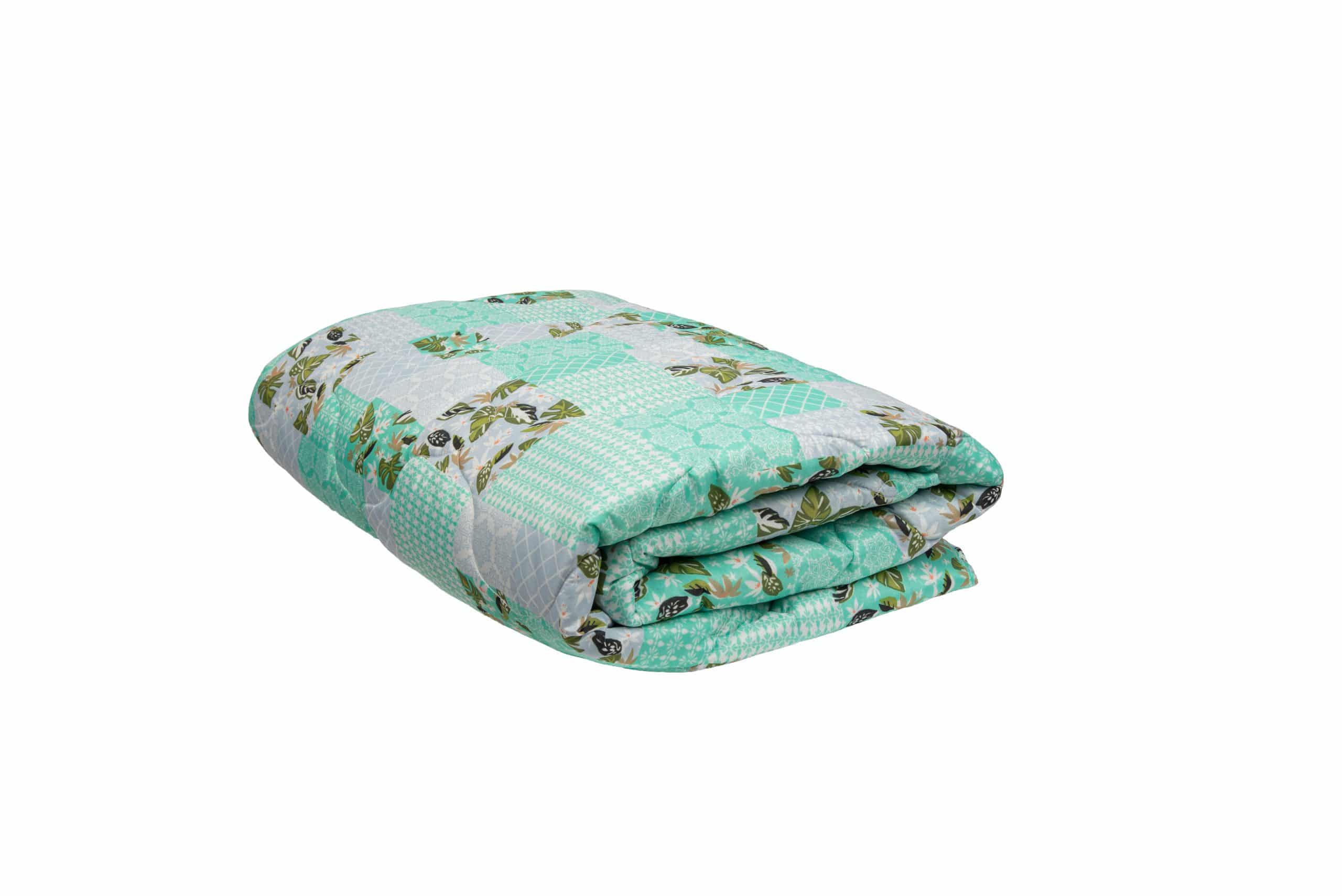 Pilota matlasata Green Flowers Somnart, 200x220 cm, microfibra, umplutura 250 g/mp