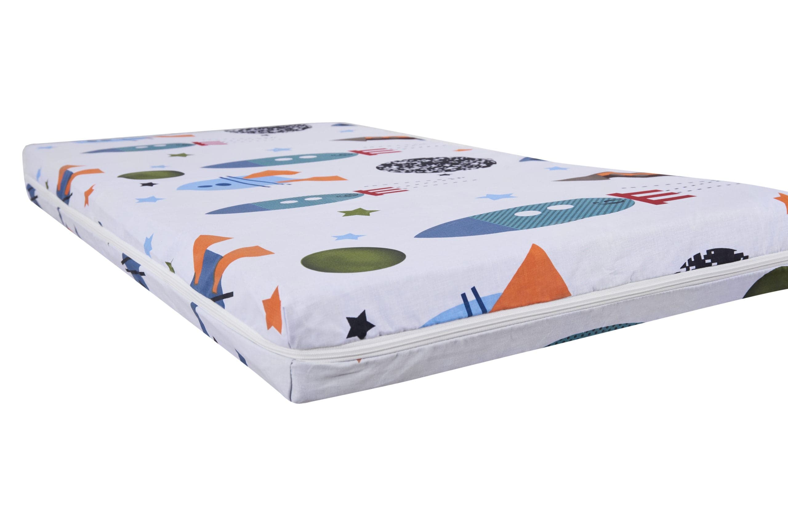 Saltea cu memorie Somnart Memory 70x140, înălțime 10 cm, pentru bebeluși și copii, husă impermeabilă, fermitate medie, model rachete - 6