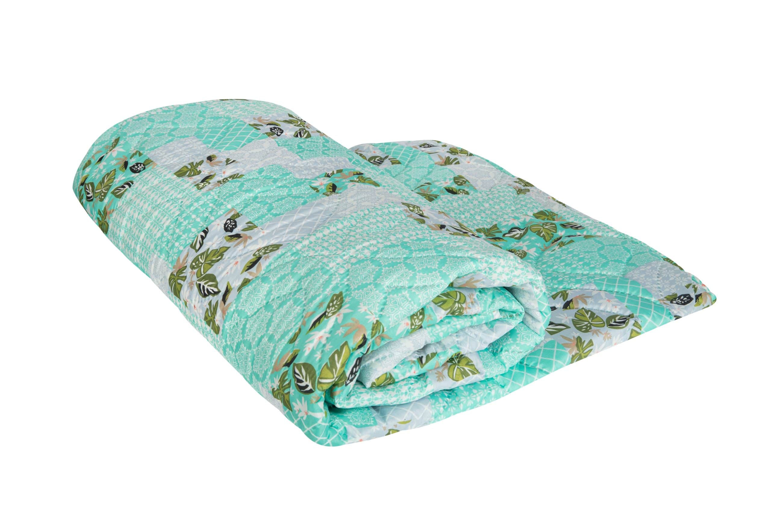 Pilota matlasata Ultrasleep Green Flowers Somnart, 150x200 cm, 250 g, microfibra, lavabila la 40°C