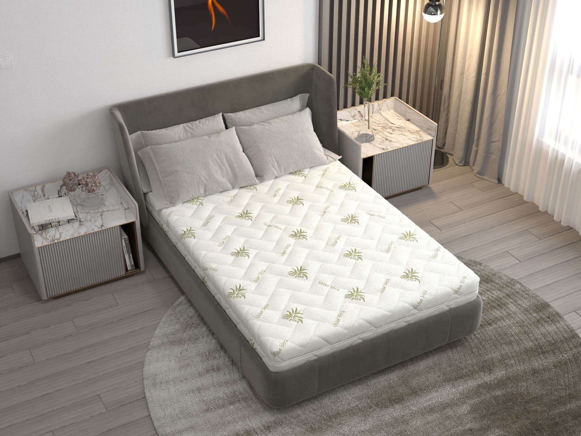 Saltea cu spumă poliuretanică SomnART FermiMax Aloe Vera 120x200, înălțime 15 cm, anatomică, husa lavabilă și detașabilă cu fermoar, rulată, fermitate ridicată - 8