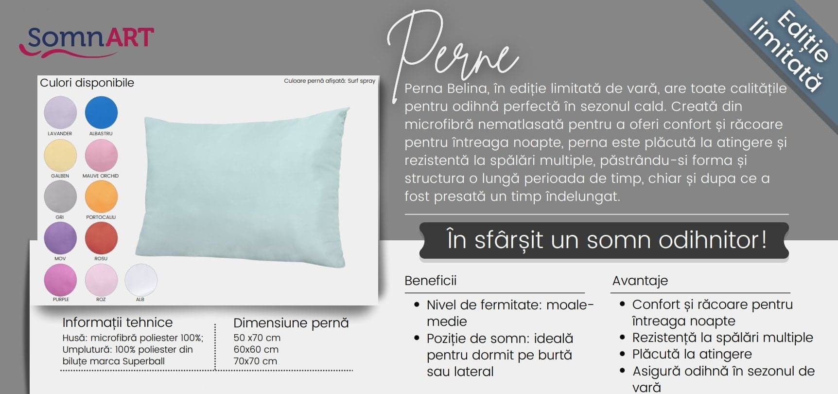 Perna 60x60 Somnart Belina, microfibra, lavabila la masina, vidata, Galben - 3