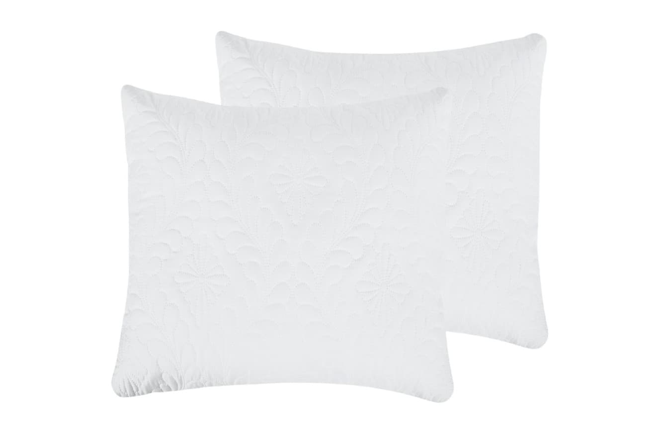 Set 2 Perne 40x40 Somnart Belina, microfibra, lavabile la masina, vidat, alb