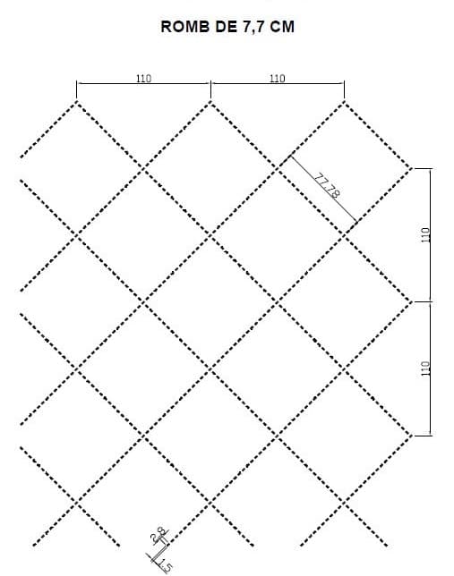 Matlaseu US, captuseala neagra, Fill 150 g/1.55 m, model romb 7.7 cm - 3