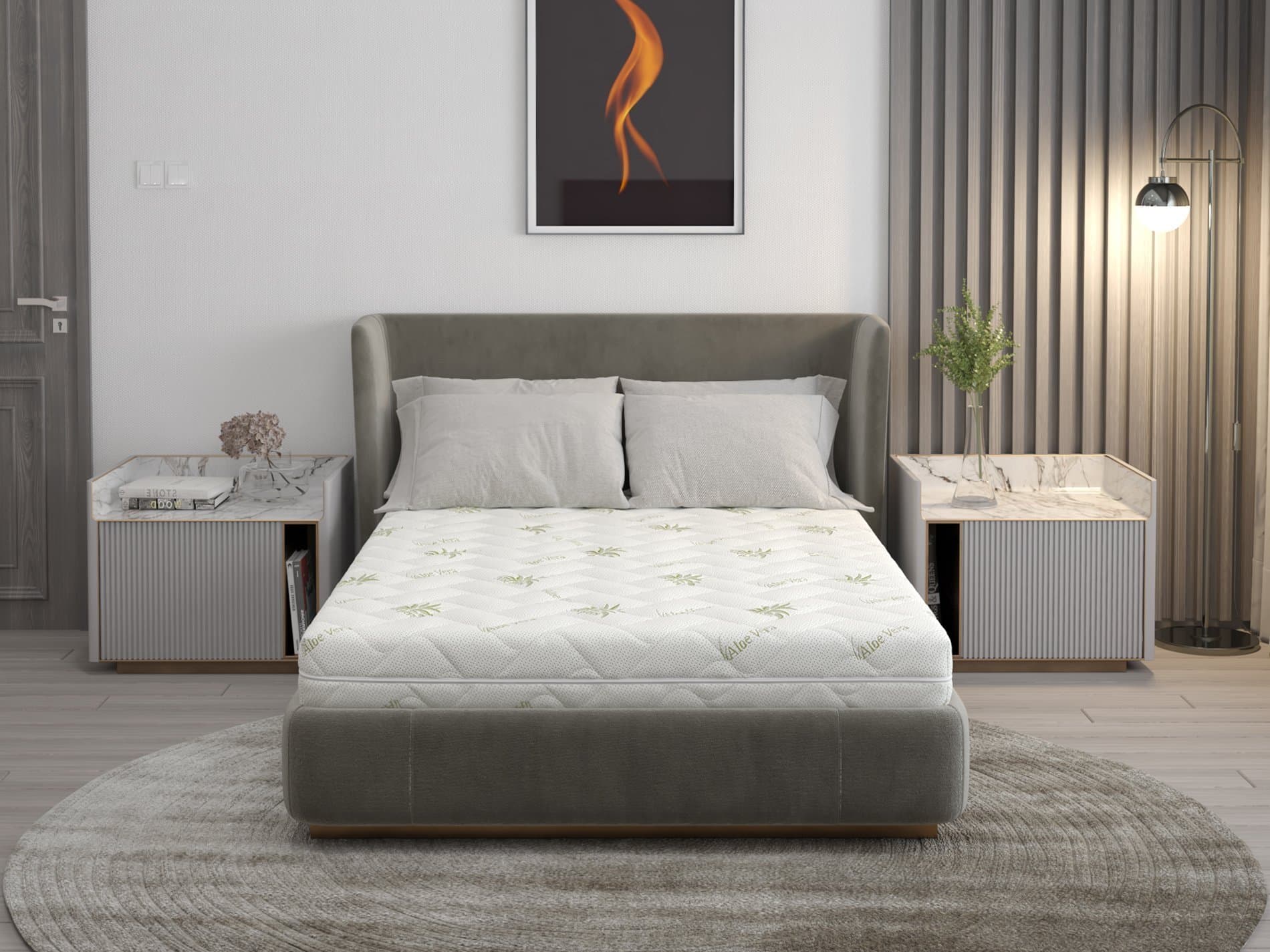 Saltea cu spumă poliuretanică Confort 4Family Aloe Vera 150x200 Somnart, înălțime 14 cm, husă lavabilă și detașabilă cu fermoar, fermitate medie
