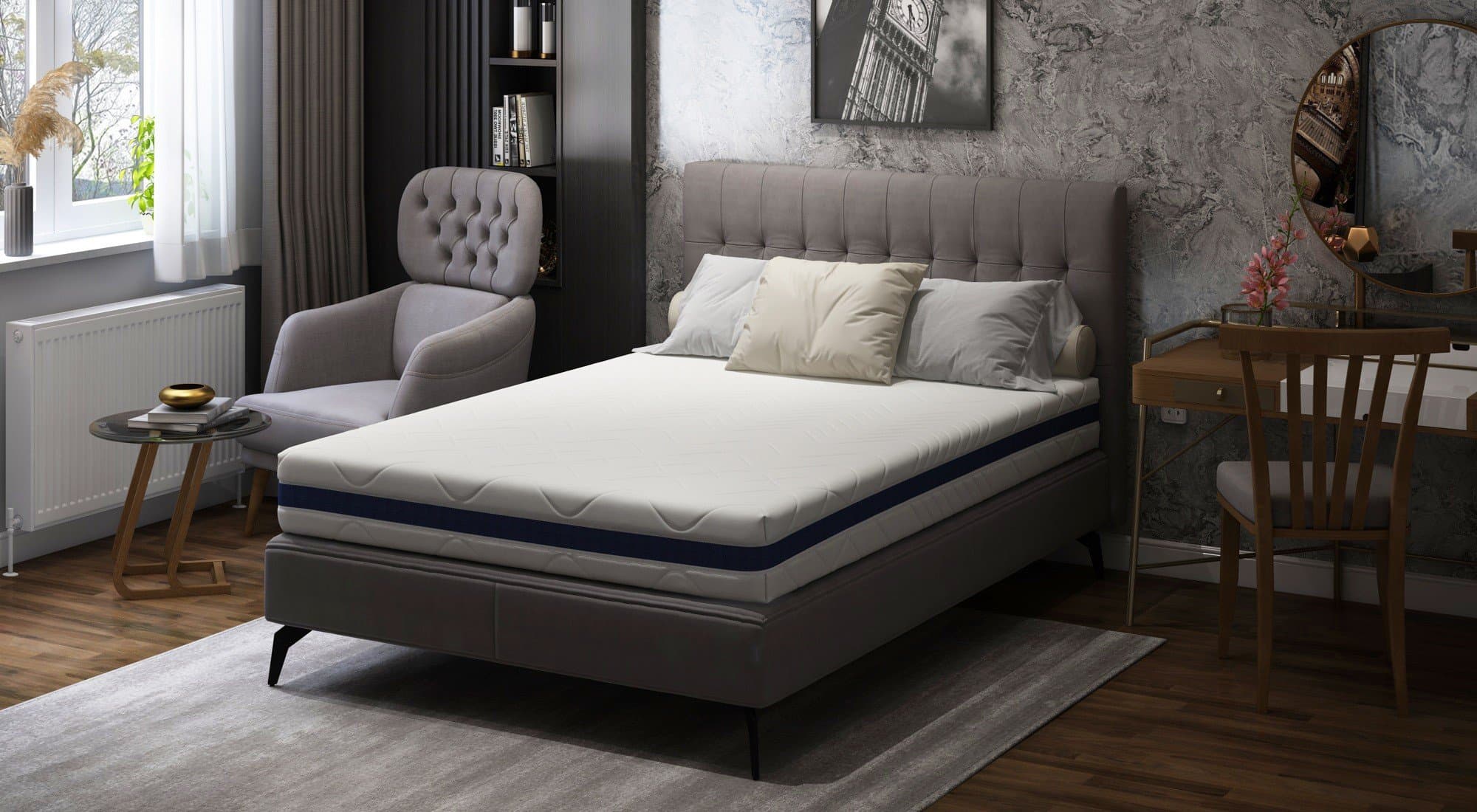 Saltea cu memorie Somnart Optimax Memory 90x200, inaltime 18cm, husa 3D detasabila si lavabila, rulata, cu manere, fermitate medie - 15