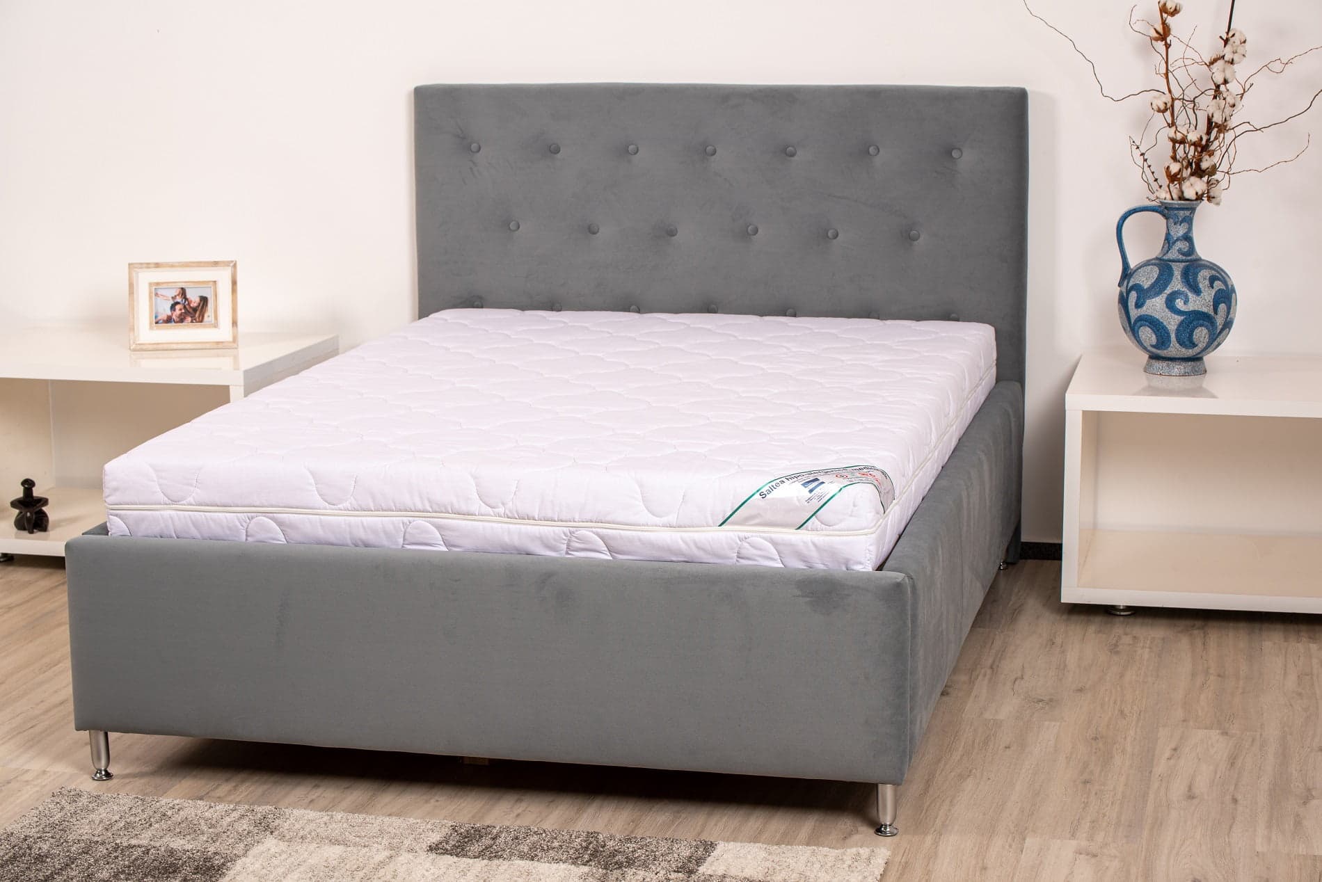 Saltea cu spumă poliuretanică Somnart HypoallergenicMed Bumbac 90x200, înălțime 16 cm, hipoalergenică, husă cu fermoar, rulată, fermitate medie - 12