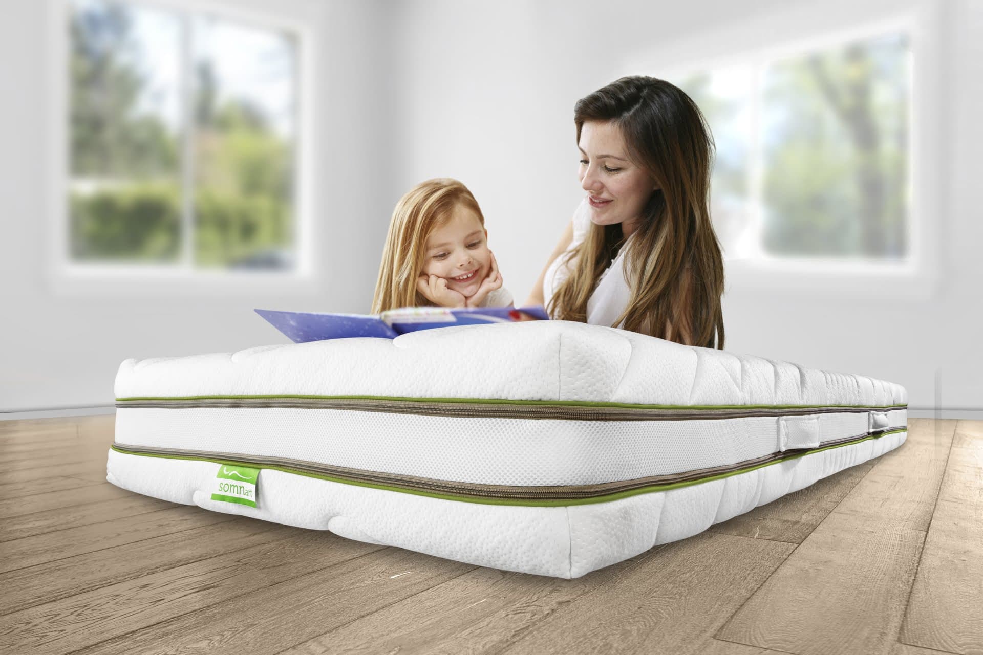 Saltea Latex Somnart 90x200, inaltime 20 cm, miez perforat 7 zone, husa cu 3D lavabila si detasabila cu fermoar, manere, fermitate medie
