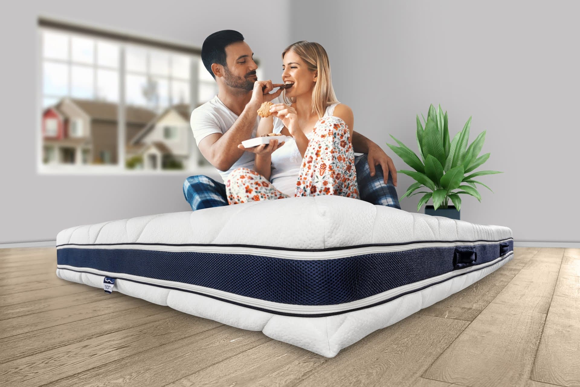 Saltea cu memorie Somnart Optimax Memory 90x200, inaltime 18cm, husa 3D detasabila si lavabila, rulata, cu manere, fermitate medie - 23