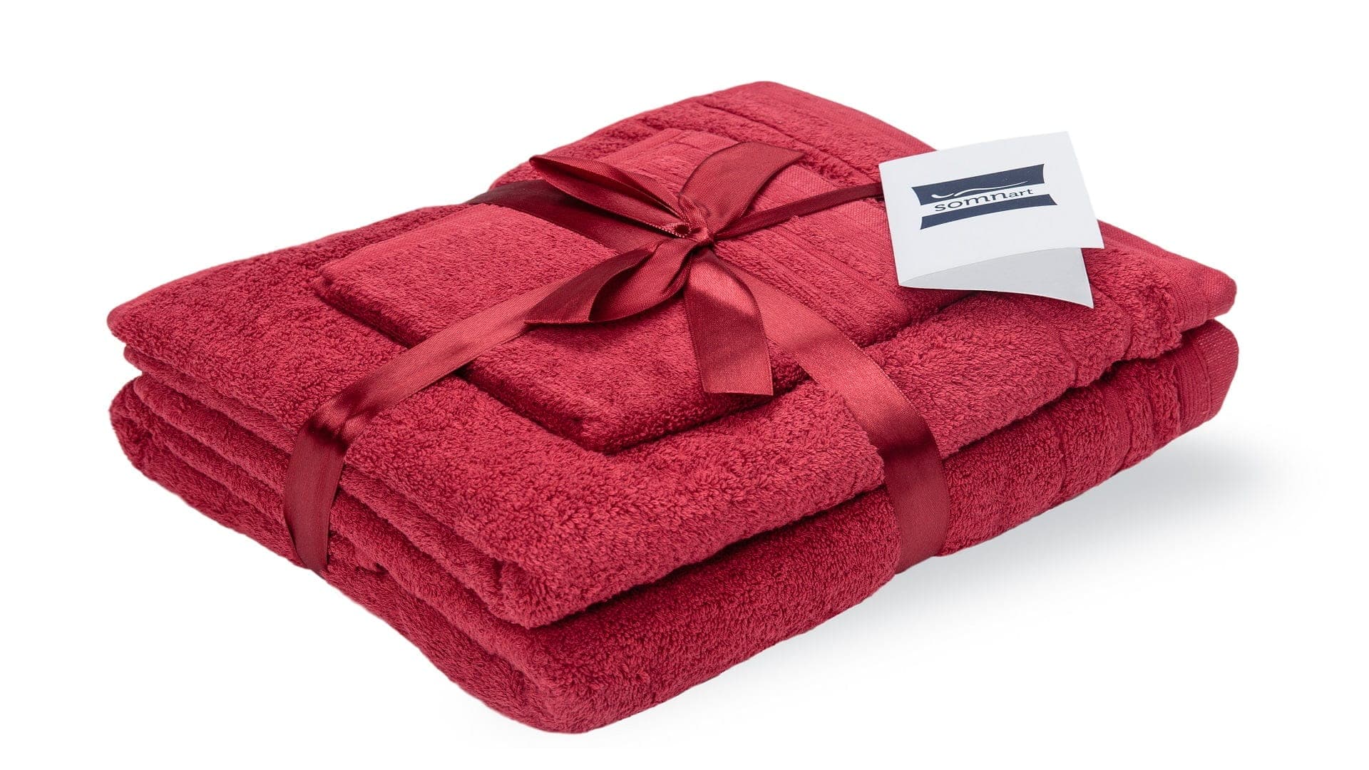 Set prosoape bumbac Somnart, 600gsm, de fata 50x90 cm + de corp 70x140 + de maini 30x50 cm - bordeaux