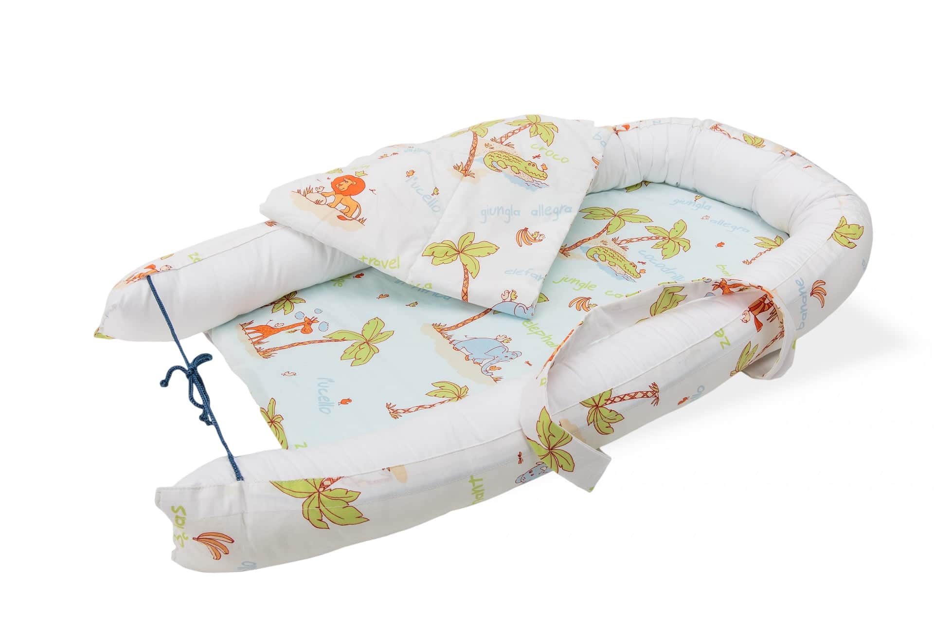 Baby Nest Somnart: Cosulet bebelusi + Salteluta 42x84x2 cm + Paturica 70x70 cm model Jungle - 3
