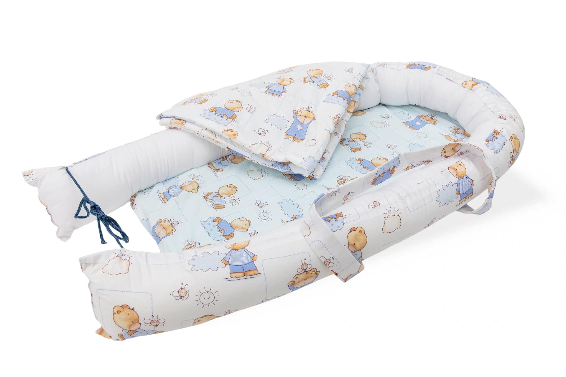 Set Baby Nest Somnart Cosulet bebelusi + Salteluta 42x84x2cm + Paturica 70x70cm, model Rachete - 4