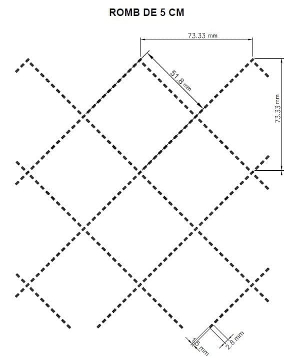 Matlaseu US, captuseala neagra, Fill 150 g/1.6 m, captusala neagra, romb 5 cm - 3