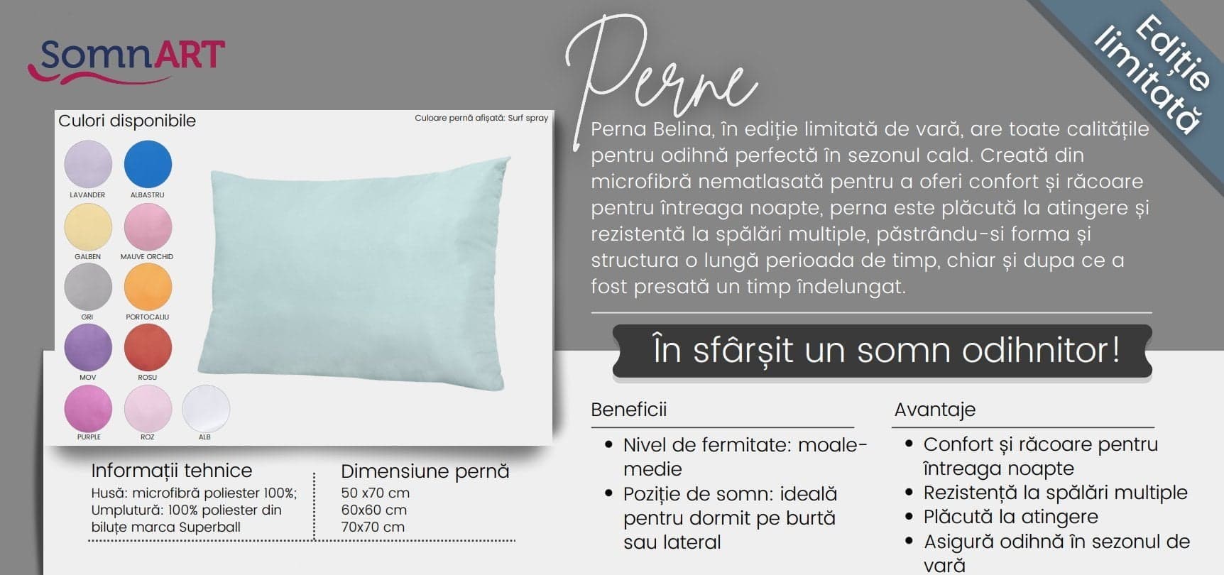 Perna 50x70 Somnart Belina, microfibra, lavabila la masina, vidata, Roz - 3