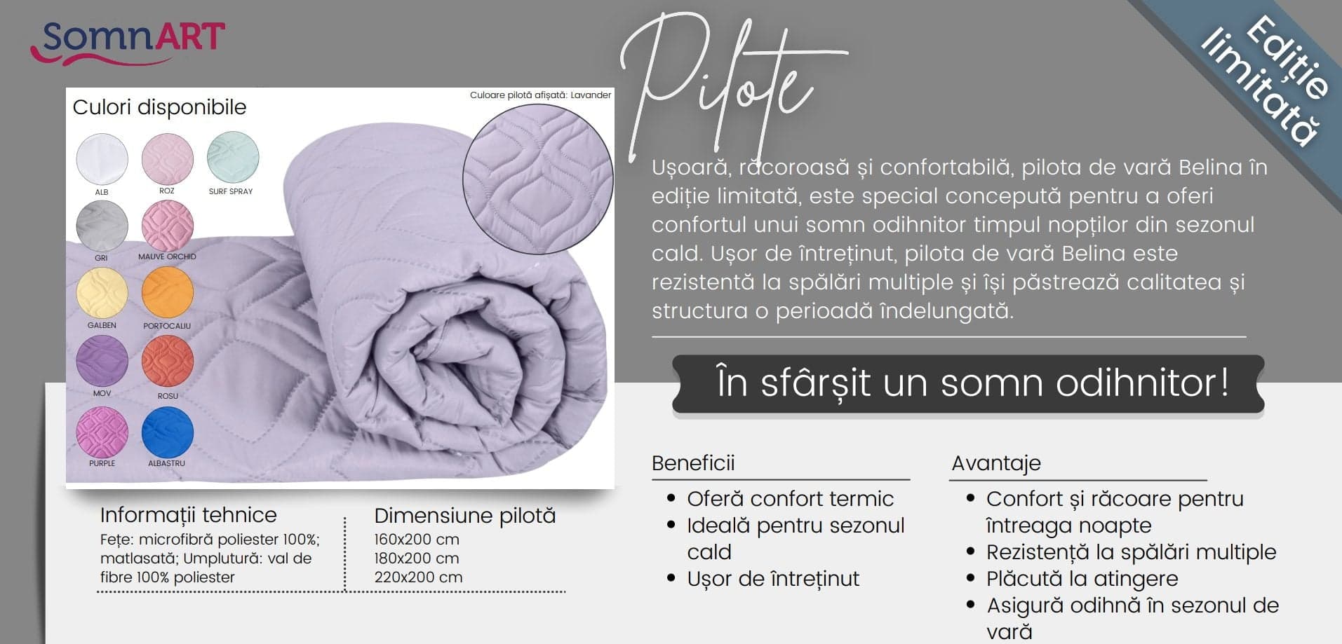 Pilota de vară 180x200 Somnart Belina, microfibra, lavabila la masina, vidata, Albastru - 4