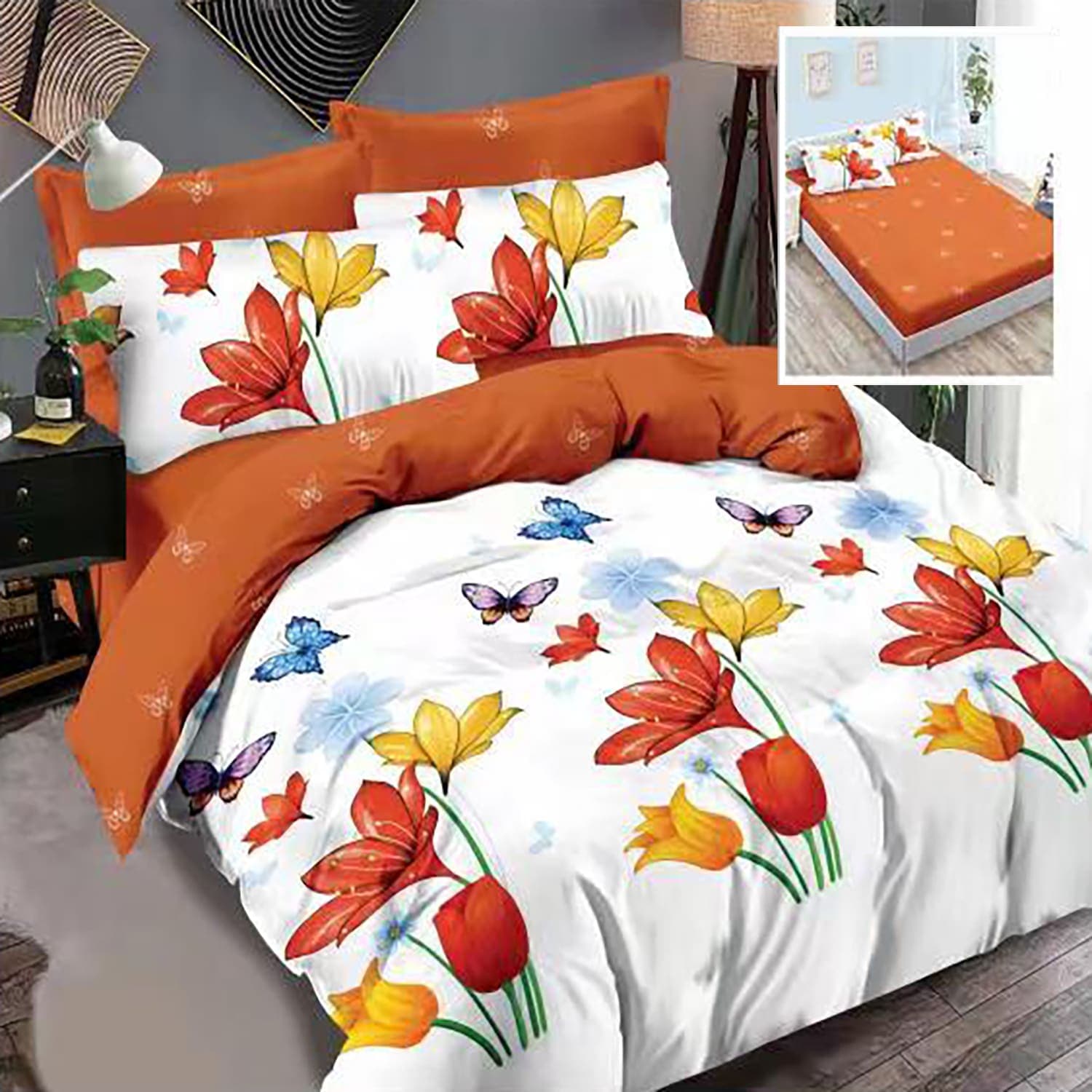 Lenjerie de pat finet 6 piese, cearceaf pat cu elastic, cearceaf pilota 200x230, 2 fete perna 50x70, 2 fete perna 70x70, Extra, Bleumarin - 3