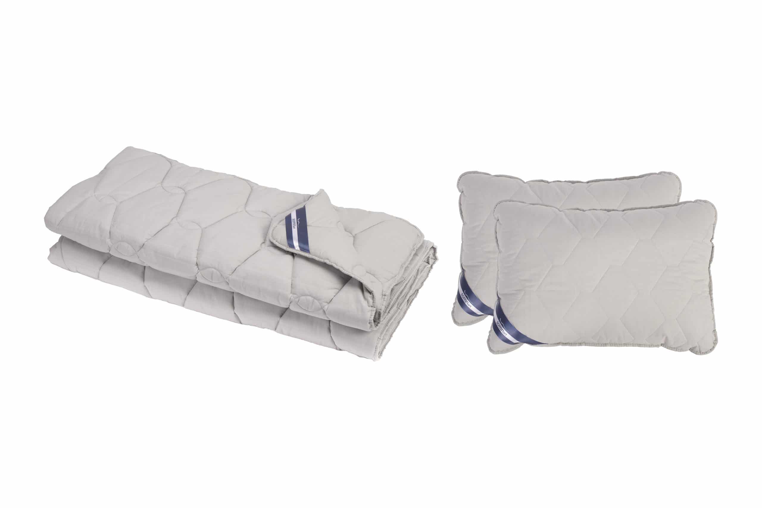 Set Pilota bumbac Somnart Bella 200x220cm 200g model biscuite + 2 perne bumbac Somnart Bella, 50x70cm, Gri - 2