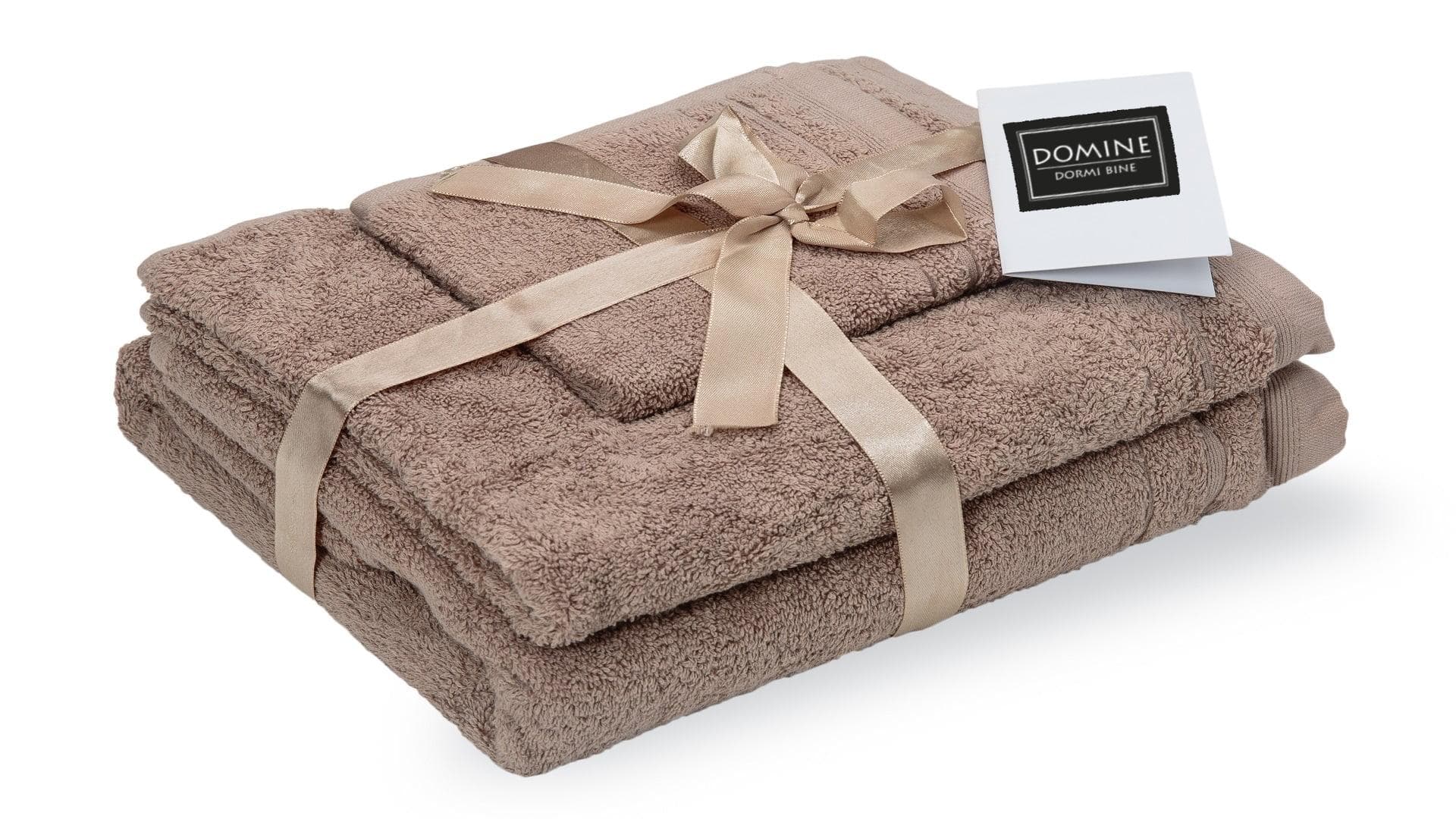 Set prosoape bumbac Domine 600gsm de fata 50x90 cm + de corp 70x140 + de maini 30x50 cm - bej
