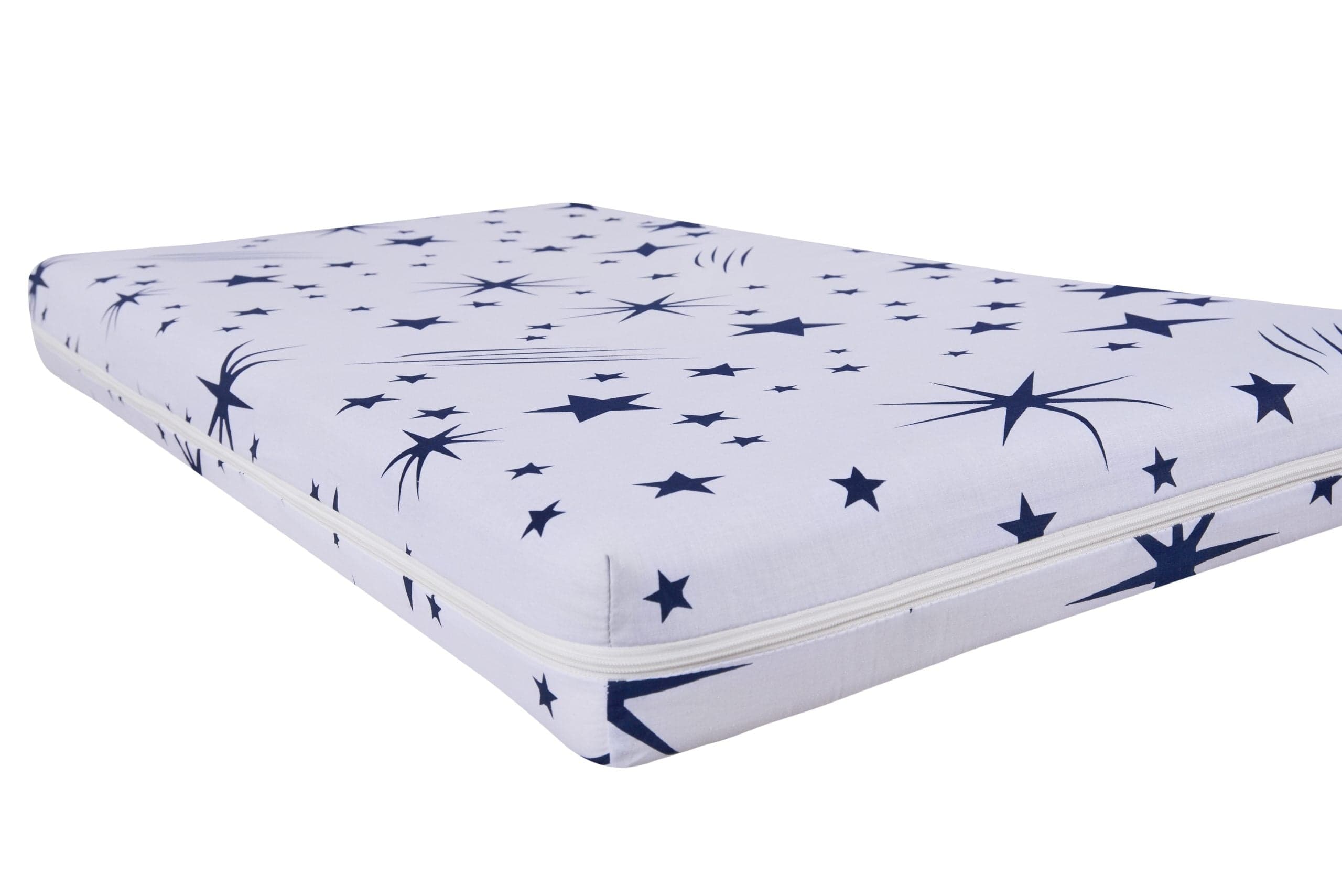 Saltea cu spumă poliuretanică Somnart Ortopedică 70x140, înălțime 10 cm, pentru bebeluși și copii, husă impermeabilă, fermitate medie, model stars - 2
