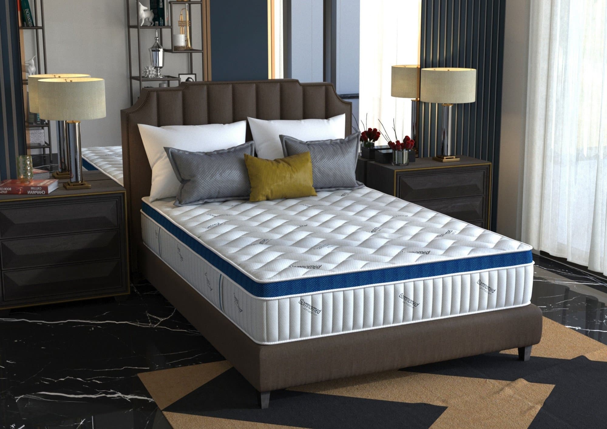 Saltea cu arcuri Somnomed Complete Care 4Family 180x200, înălțime 26 cm, spumă cu memorie, husa tratament antifungic, fermitate mediu-tare, sistem aerisire 3D