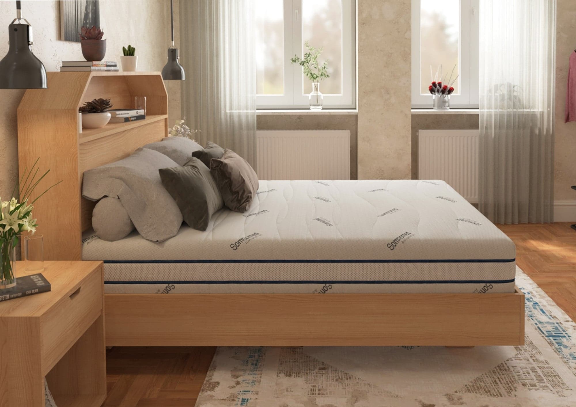 Saltea cu memorie Somnomed Antiacaria 90x200, înălțime 20 cm, pentru alergici, husă cu tratament antiacarian, rulată, fermitate medie - 4