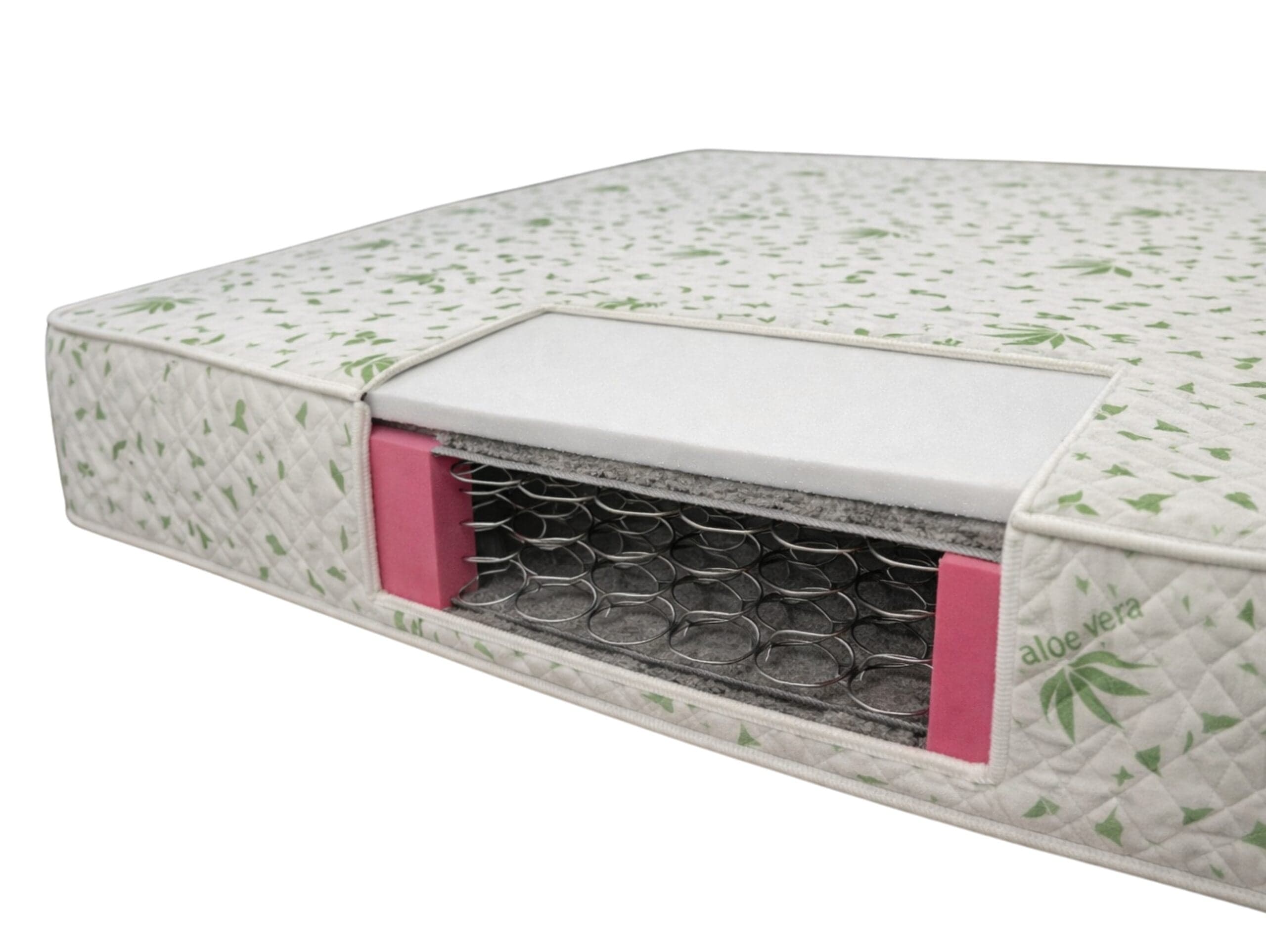Saltea cu arcuri Somnia Aloe Vera 140×200, inaltime 20 cm, ortopedica, husa matlasata, doua fete, duritate medie - 3