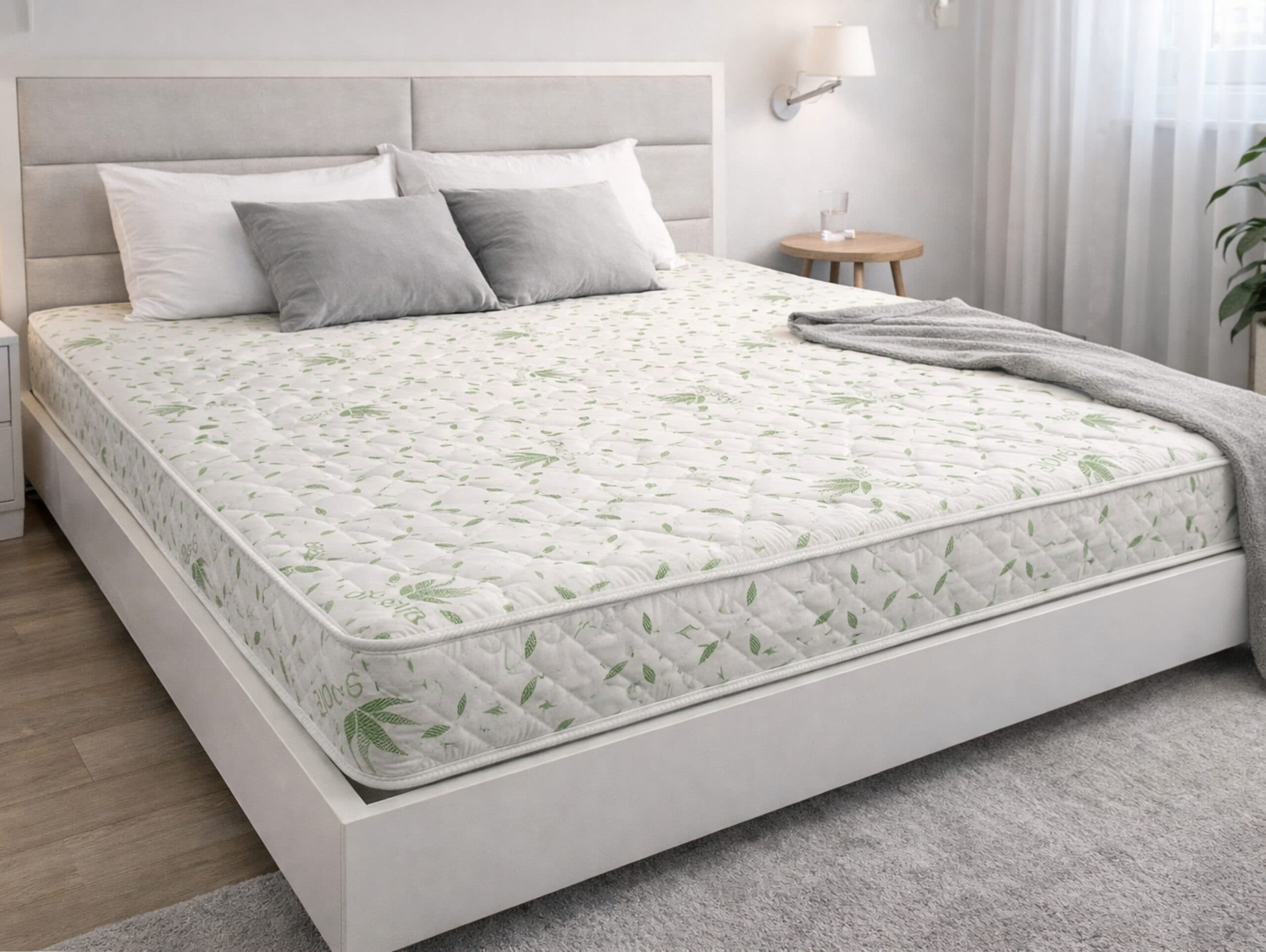 Saltea cu arcuri Somnia Aloe Vera 90×200, inaltime 20 cm, ortopedica, husa matlasata, doua fete, duritate medie