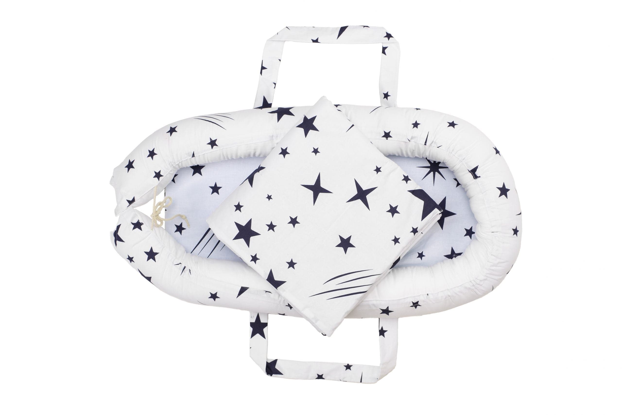 Baby Nest Somnart: Cosulet bebelusi + Salteluta 42x84x2 cm + Paturica 70x70 cm model Stelute